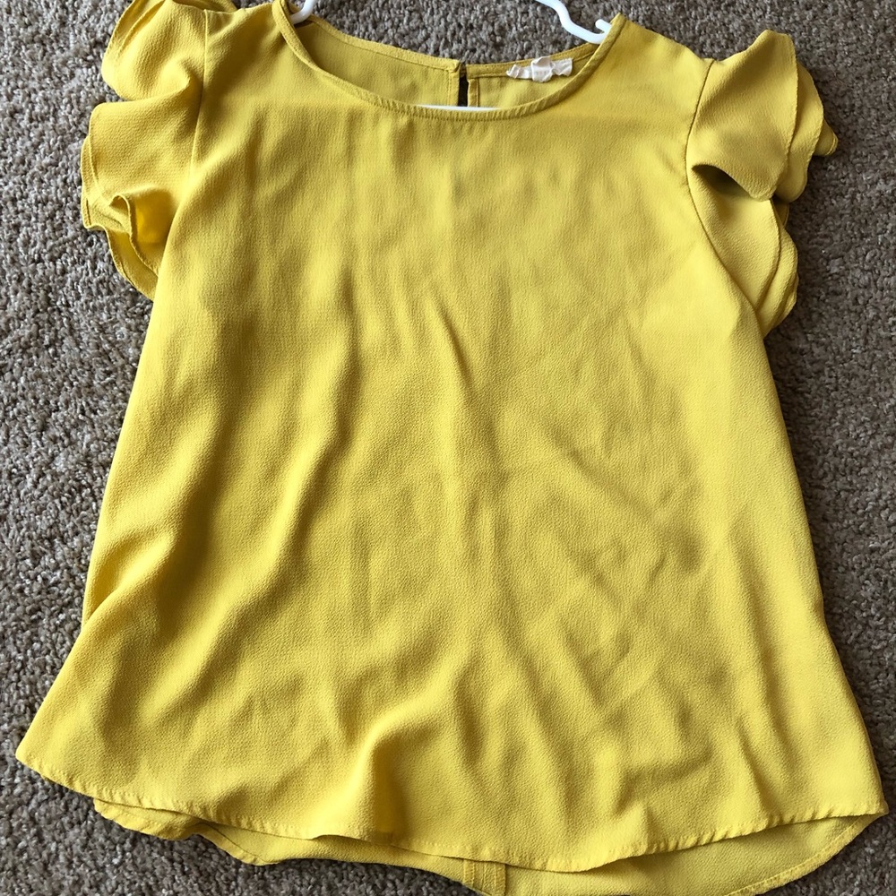 Mustard ruffle sleeve top